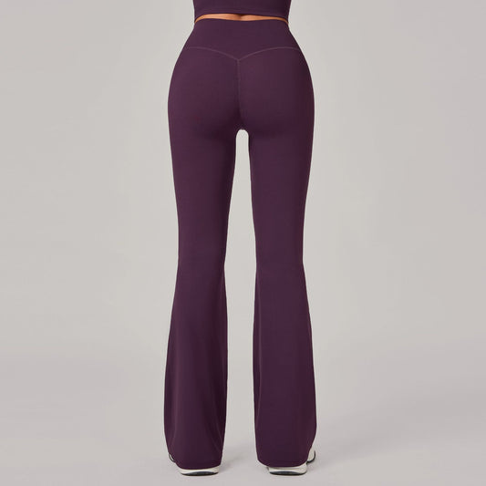 European And American Style Hidden Pleat Flared Yoga Pants For Women