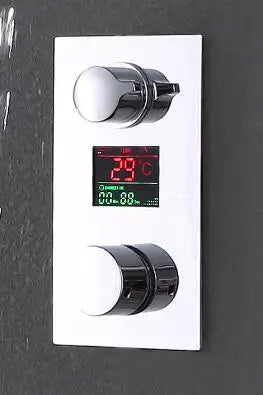 Brass Wall Mounted Hot Cold Control LED Digital Display Water Faucet Shower Concealed Thermostatic Mixer Valve