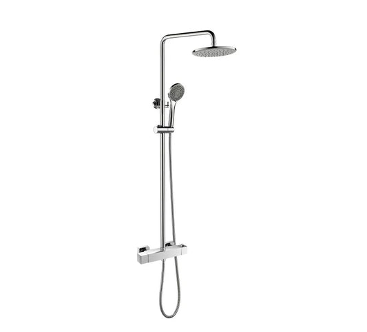 Classic Style Thermostatic Bathroom Rainshower Kits Dual Handle Faucets Square Design Chrome Finished Copper Material