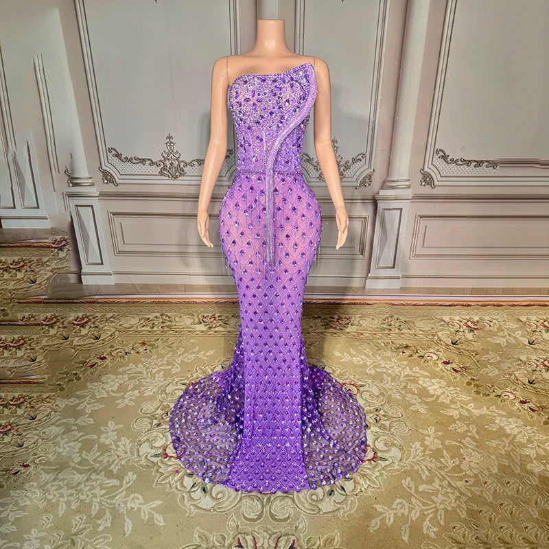 Novance Y2848-F Trend Products 2024 Transparent Luxury Wedding Dress Rhinestone Sexy Women Clothing With Tassel - Shoppiline