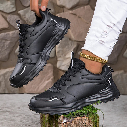 Autumn Men's Shoes 2024 New Trend Versatile Thick Sole Elevated Leather Sports and Casual Zapatos Running Shoes for Women - Shoppiline
