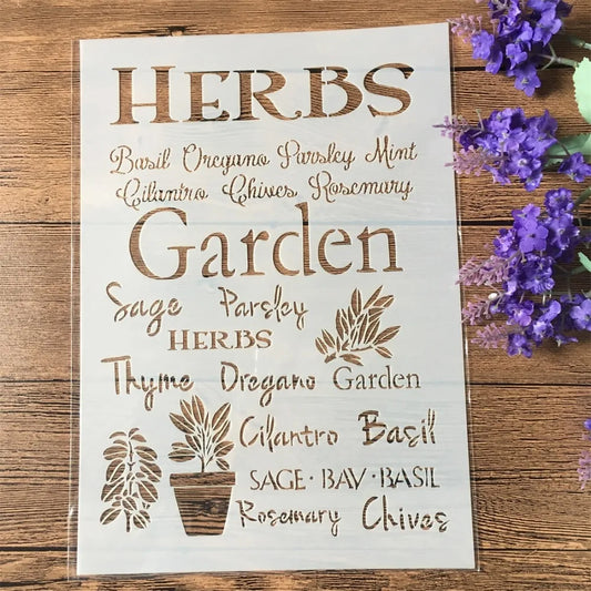 2Pcs/Lot A4 Flower Words Garden DIY Craft Layering Stencils Painting Scrapbooking Stamping Embossing Album Paper Template