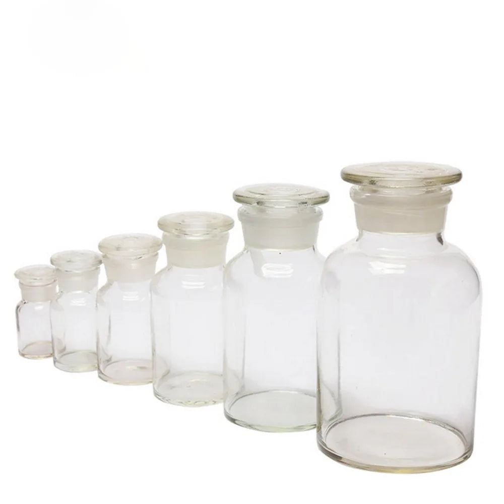 60ml 125ml 250ml 500ml 1000ml 2500ml Clear /Brown Glass Jar Wide Mouthed Reagent Bottle Lab Chemical Experiment