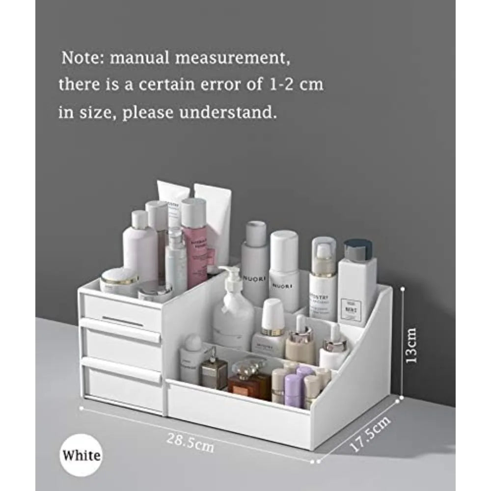 Large White Cosmetic Storage Box: Multi-Compartment Organizer for Makeup, Skincare, Jewelry, Brushes & Nail Polish - Shoppiline