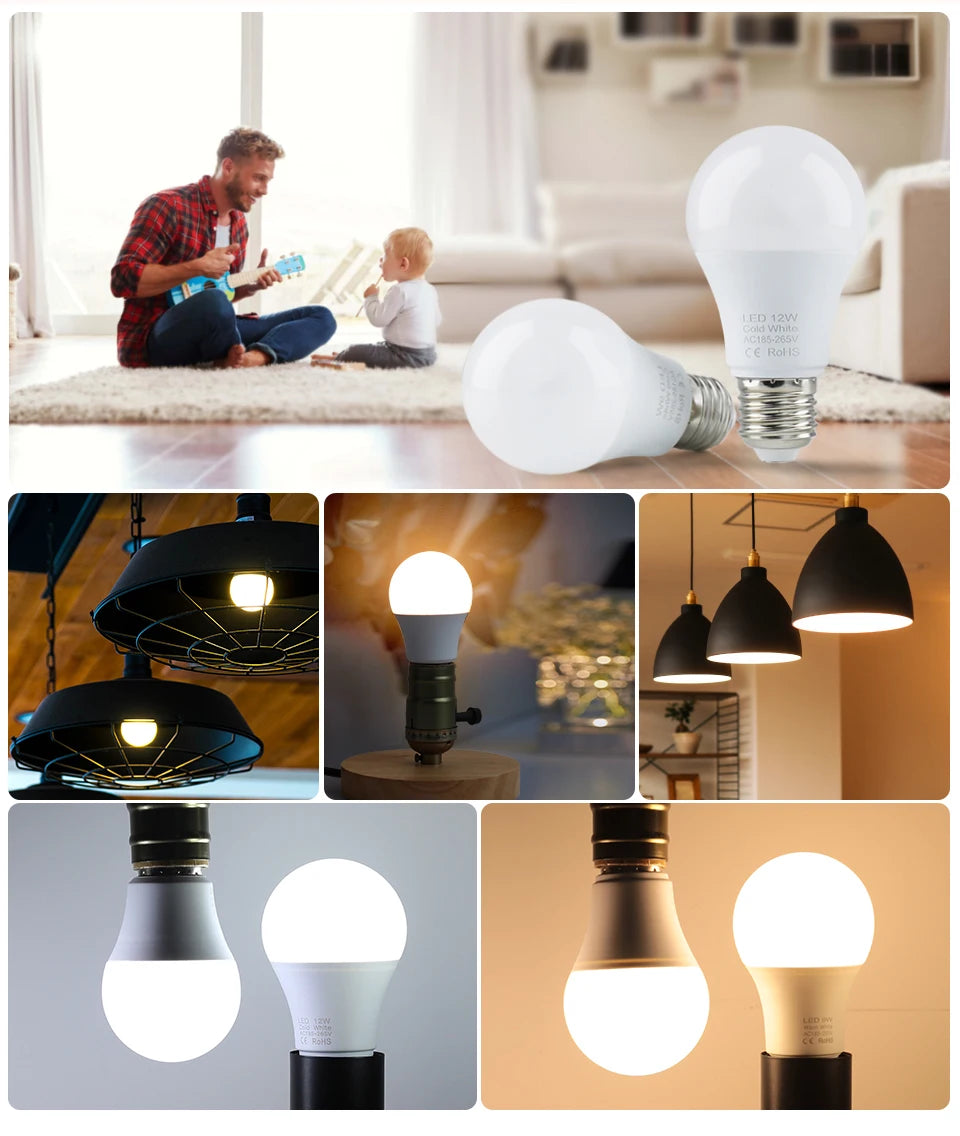 E27 LED Bulb Smart IC Energy Saving Light 220V-240V High Brightness Indoor Home Lighting Ampoule Bombilla Lampada Projector Lamp