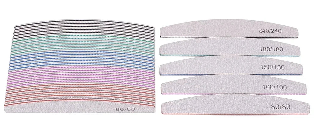 5/10Pcs Professional Nail File 150/180 Sandpaper Strong Thick Nail Files Sanding Half Moon Lime nail accessories and Tools