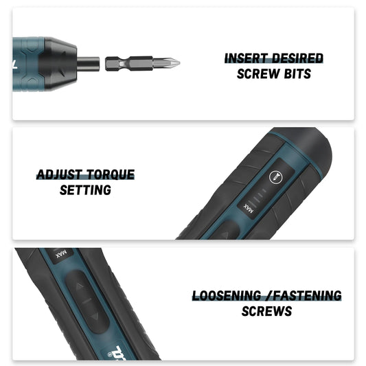 Makita Cordless Electric Screwdriver | 3.6V 5N.m Torque | 1/4" Chuck | 1300mAh Li - ion Battery - Shoppiline