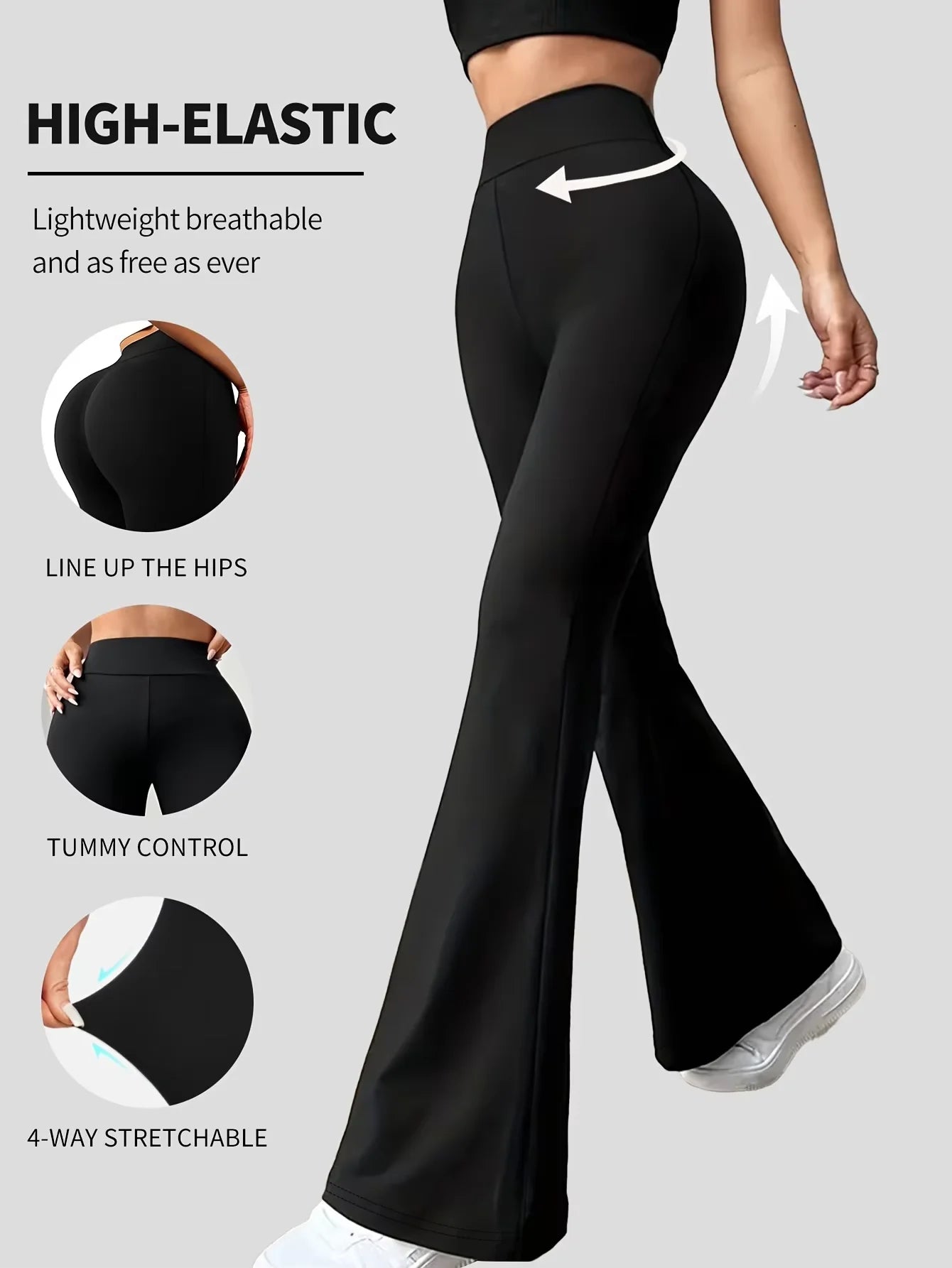 Women's High Waist Legging Tummy Control Bootcut Workout High Waist Bell Bottom Pants 4-Way-Stretch Athleisure Pants