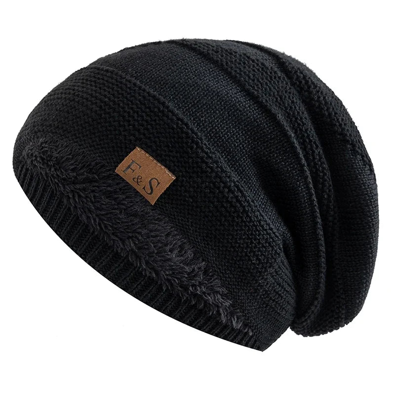 Soft Faux Fur Lined Beanie Hat Slouchy Winter Knit Cap Uses for Men Women Casual Outdoor Activities