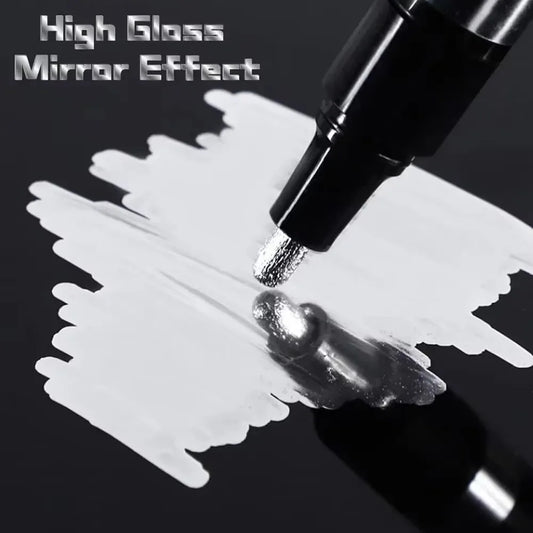 5/1pcs Chrome Pen Marker Mirror Waterproof Paint Repair For Rock Ceramic Glass Metallic Gold/Silver 2mm Nib - Shoppiline