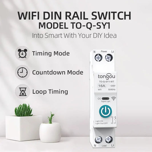 Tuya WiFi Smart Circuit Breaker 1P 63A DIN Rail for Smart Home Wireless Remote Control WiFi Switch by APP TONGOU Free Shipping - Shoppiline