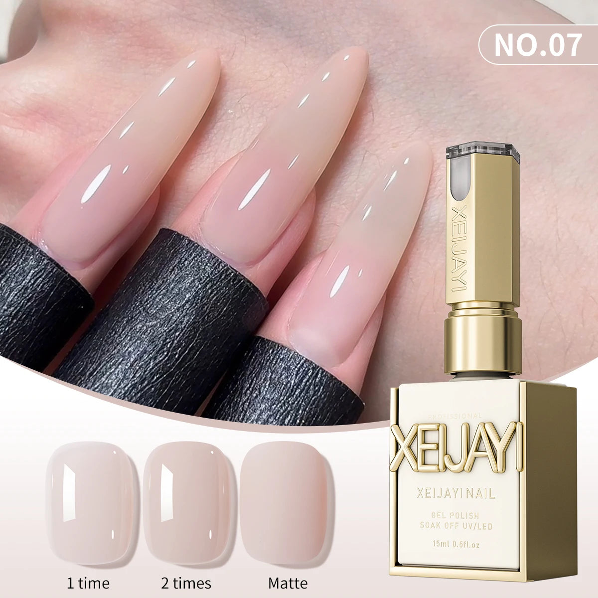 Lot de 1/6 vernis à ongles semi-permanents, 15 ml, effet gelée glacée, UV/LED – kit, sans formaldéhyde. Ovale, brillant. Idéal pour salon et DIY.
