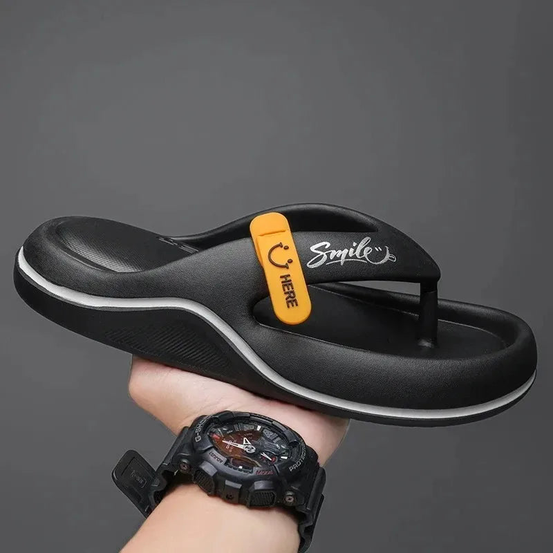 Herren Plateau Flip Flops Sommer Weiche Sohle EVA Hausschuhe für Herren Outdoor Lässige Strandschuhe Zuhause Rutschfeste Badeschuhe