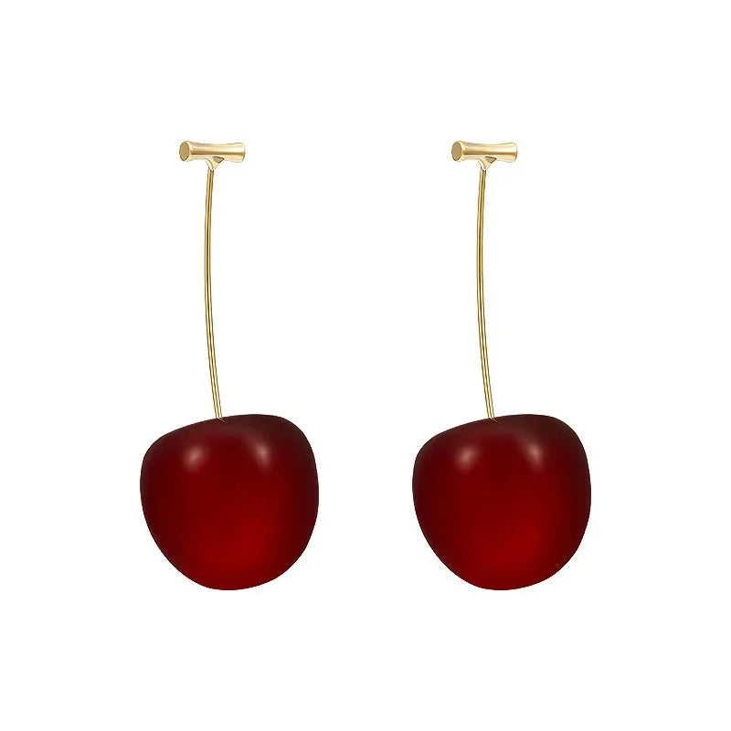 Sweet Red Cherry Earrings Ladies Fashion Delicate Fruit Design Drop Dangle Earrings Wedding Party Korean Ear Jewelry Gift