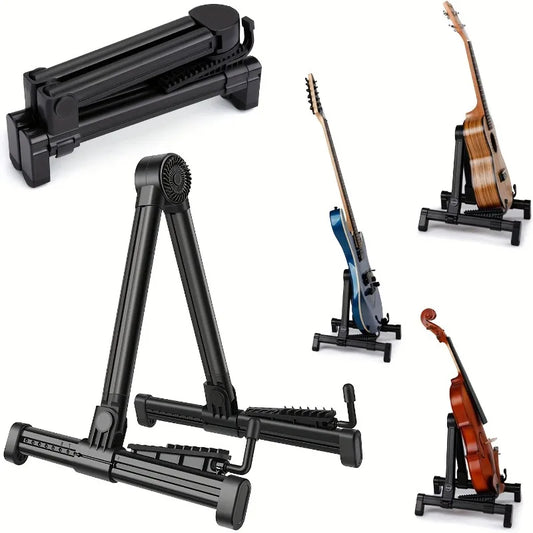 Adjustable Universal Guitar Stand - Foldable ABS/Silicpne Type A Iron Stool-style Guitar Stand Portable Folding Stand Carry