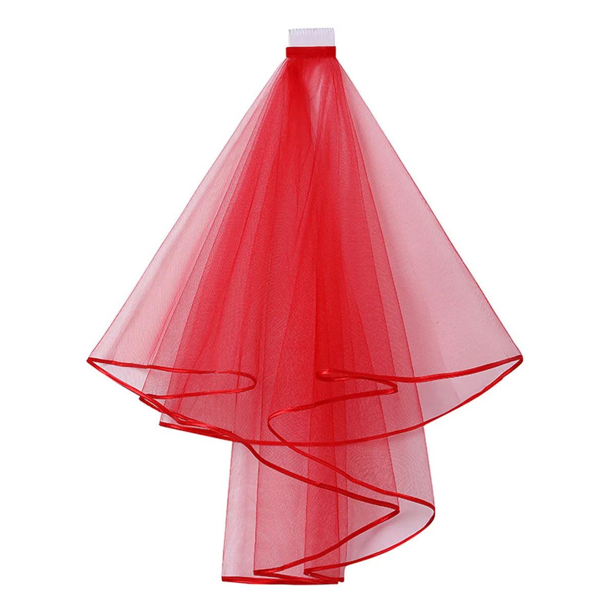 Gothic Ribbon Edge Bridal Veil for Women Accessories 2 Tiers with Comb Wedding Party Short Veil Accessories
