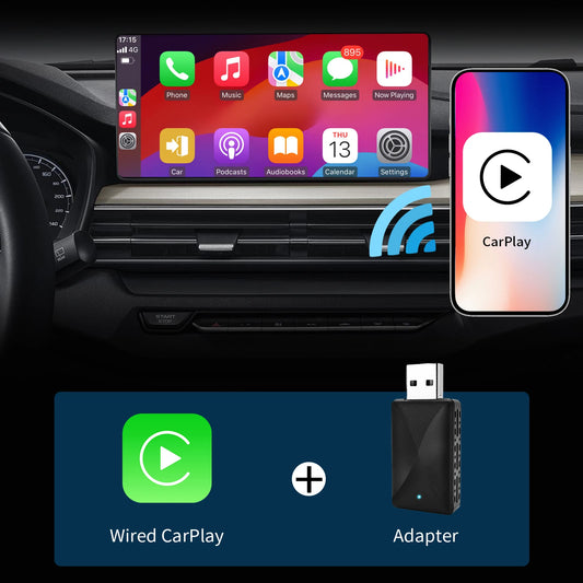 Mini Wireless Carplay Adapter for iPhone, 2025 2 in 1 Stable Universal Wireless carplay Adapter, Convert Wired to Wireless - Shoppiline