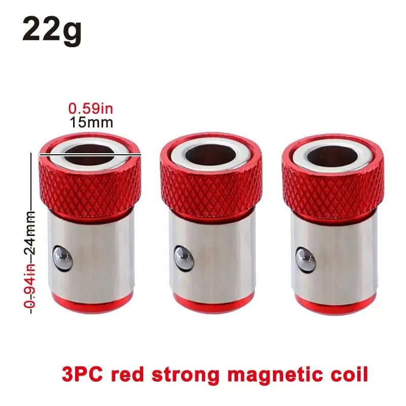 3PC Universal 1/4 Batch Head Colored Magnetic Coil Metal Screwdriver Head Positioning Magnetizer Electric Tool Accessory Set