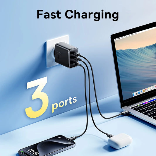Baseus 65W GaN Charger PD Charge Type C USB Charger Support QC Portable Fast Charger For iPhone 17 16 15 14 13 12 Laptop Charger - Shoppiline