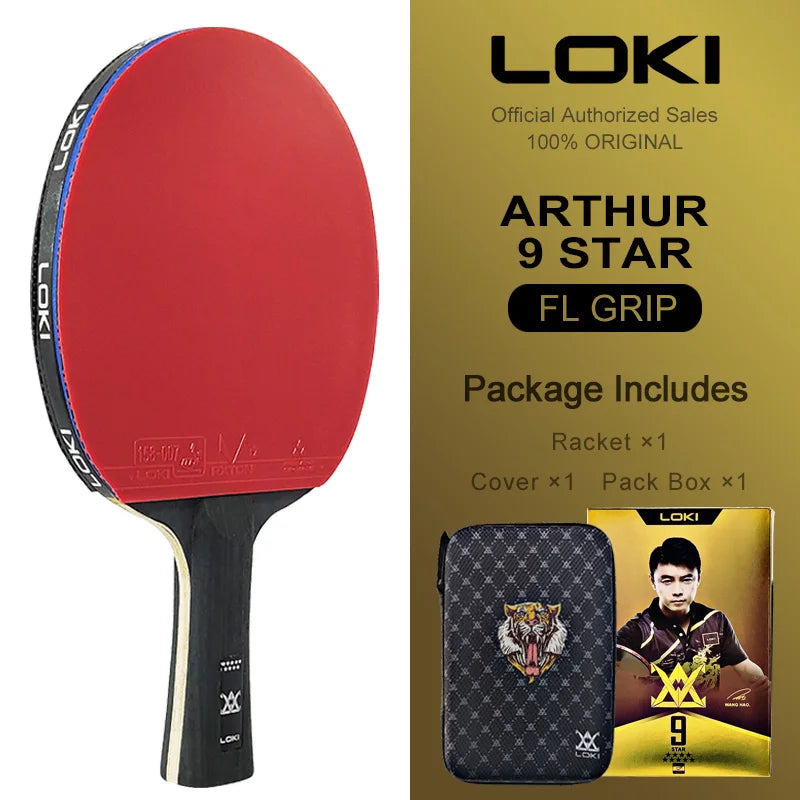 LOKI ARTHUR 9 Star Table Tennis Racket Carbon Offensive Lightweight Ping Pong Racket Paddle Bat with Sticky Rubber ITTF Approved - Shoppiline