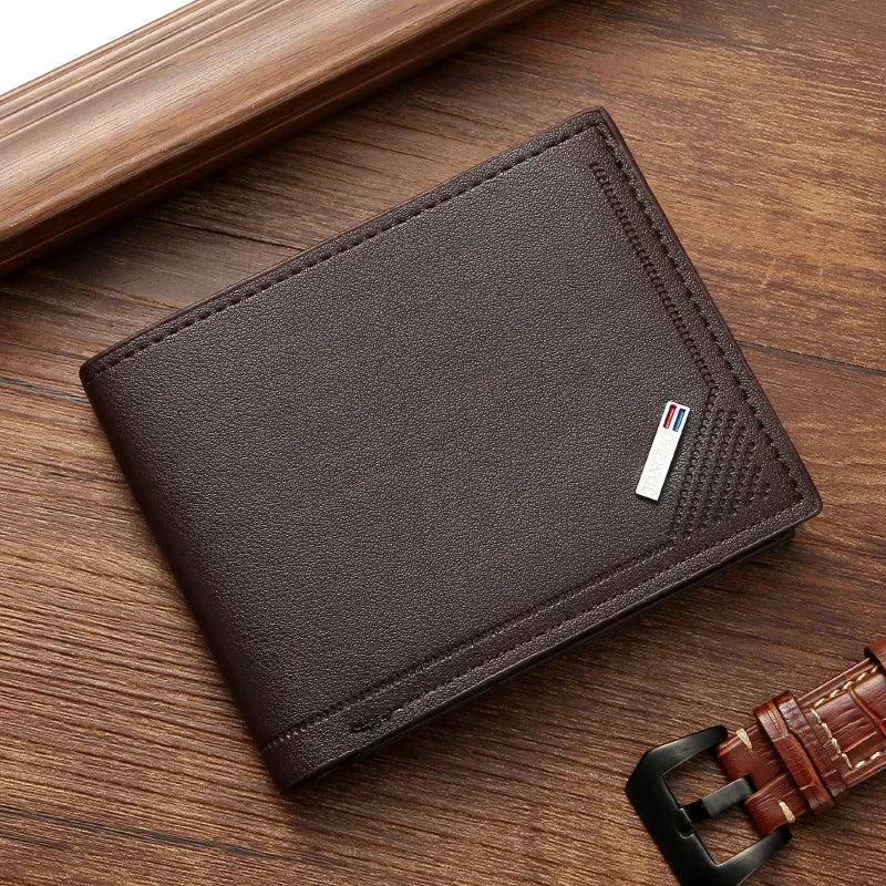 Portefeuille court en cuir pour hommes, portefeuille fin, pliable, minimaliste, en cuir souple