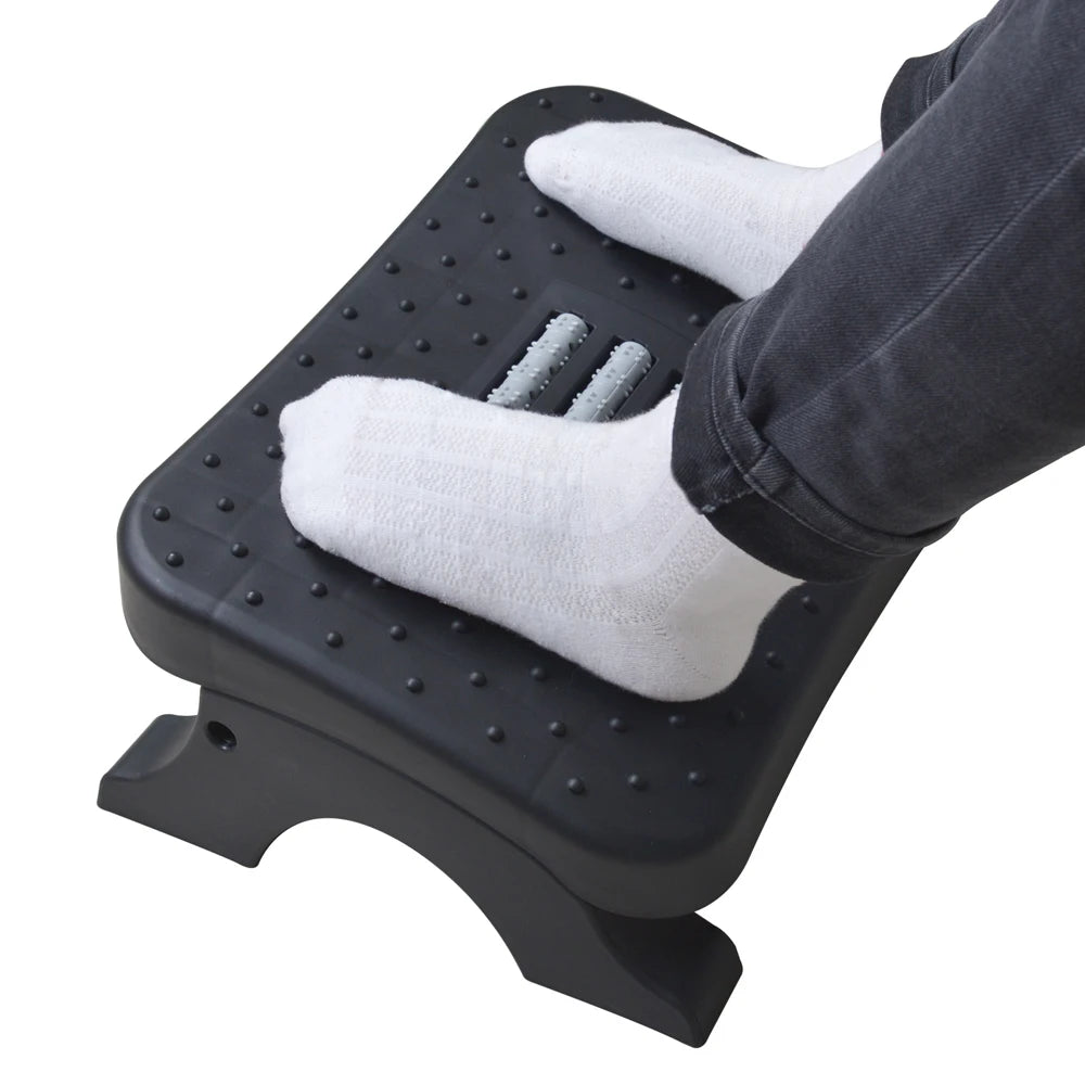 Ergonomic Under Desk Footrest Massage Rollers Leg Rest Pain Relief Non-slip Foot Stool Home Office Work Study Posture Correction