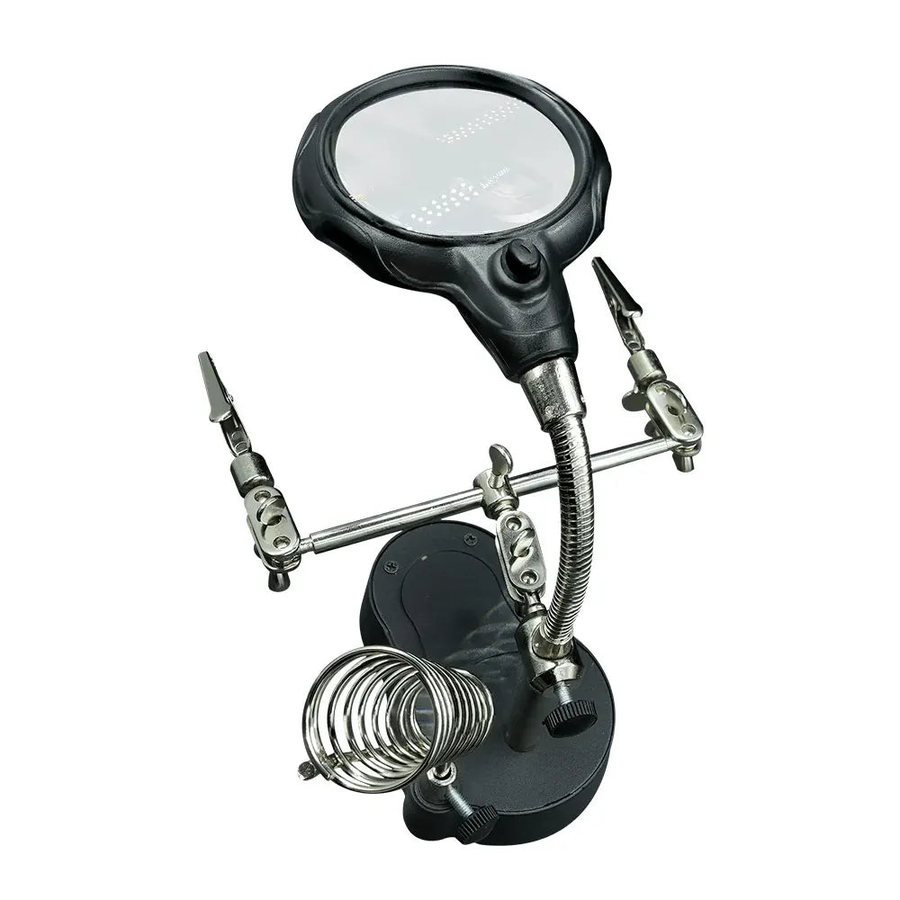 Soldering Iron Station Stand With Welding Magnifying Glass Clip Clamp Third Hand Helping Desktop Magnifier Soldering Repair Tool - Shoppiline