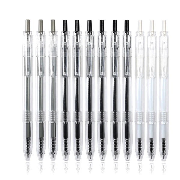 JIANWU 12Pcs/set 0.35/0.5mm Simple STYLE gel pen Black ink for student writing creative Neutral Pen Press School Supplies kawaii