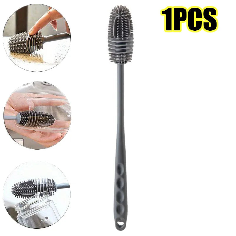 Bottle Brush Insulation Cup Washing No Deadend Long Handled Silicone Cleaning Brush Household Multifunctional Cleaning Tools