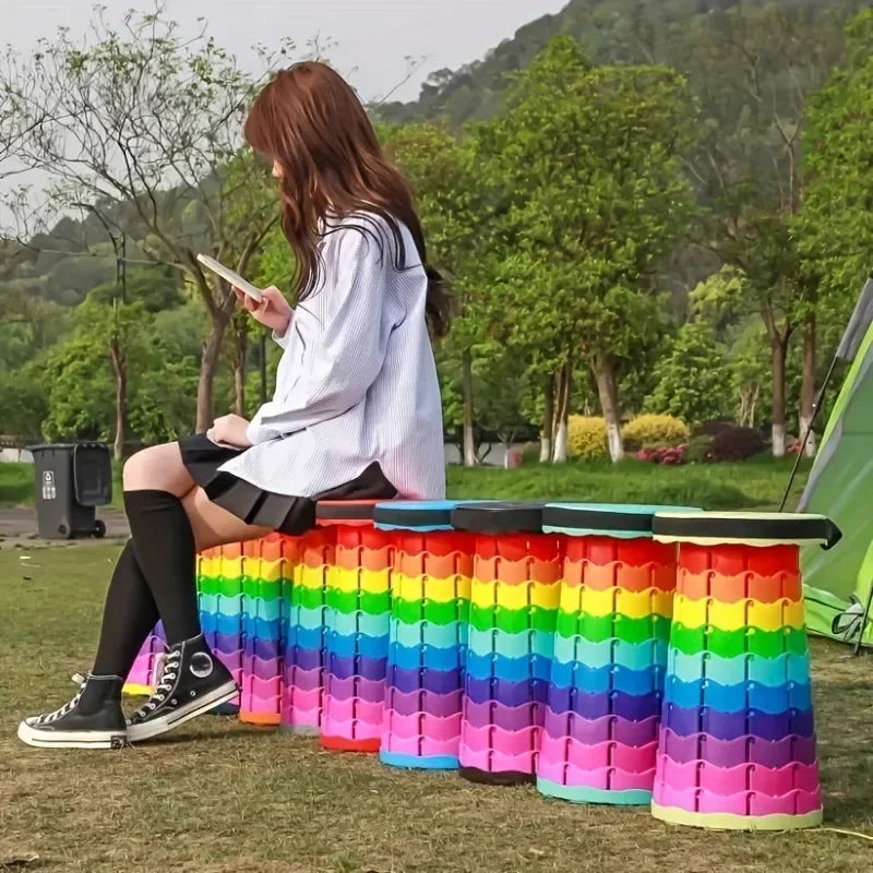 New Portable Telescopic Folding Stool Suitable for Hiking, Camping Outdoor Travel and Fishing -adjustable Height and Lightweight