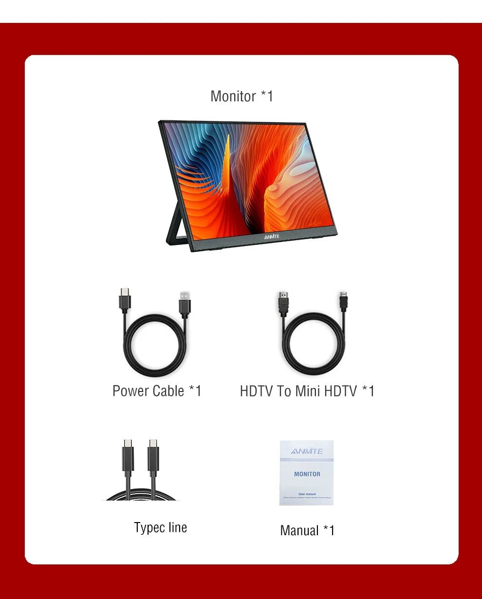 14 Inch Portable Touch Monitor Non-touch optional 16:10 400cd/m2 Gaming Computer Expand Display For XBox PS4/5 Switch Loptop - Shoppiline
