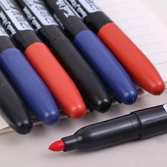6 PCS Permanent Marker Pen Manga Drawing Markers Black Blue Red Waterproof Ink Sketch Pens Stationery Art School Supplies