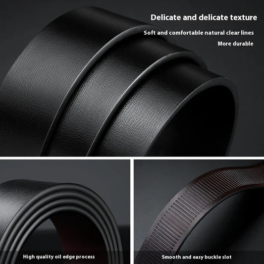 Men's Leather Belt Fashion Automatic Buckle Cowskin Male Belts Luxury Designer Black belt 110-160cm Plus Size Jeans Belt