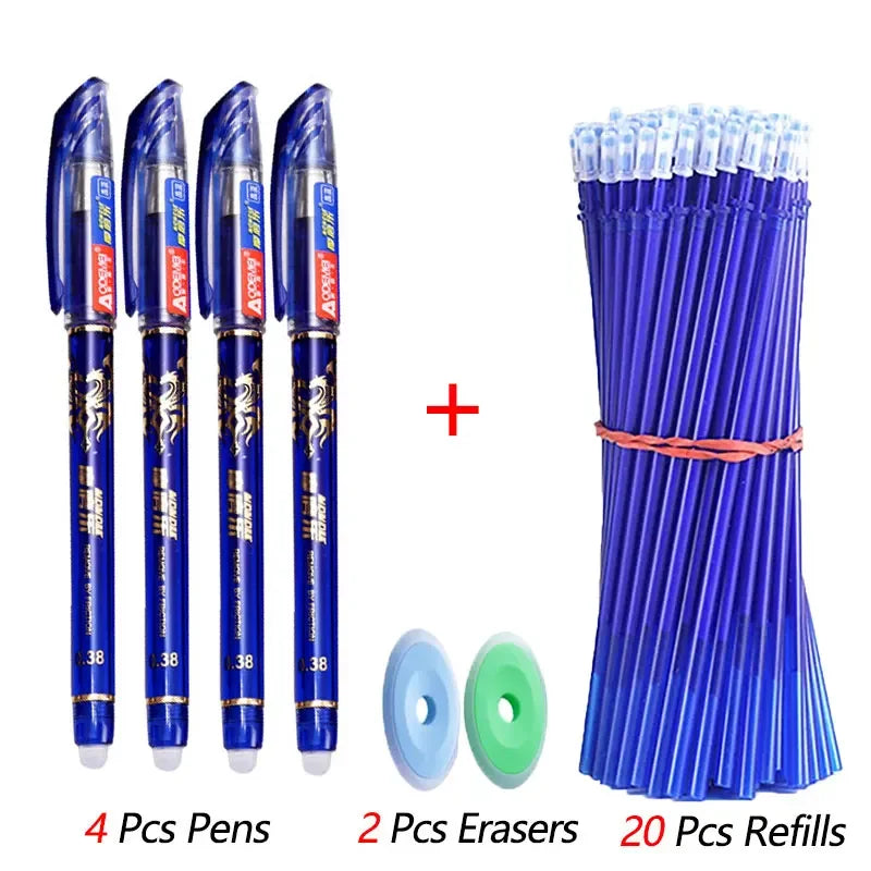 26 Pcs/Set Kawaii Erasable Pens 0.38mm Gel Pen Waterproof Gel Ink Stationery School Writing supplies for Notebook Office Student