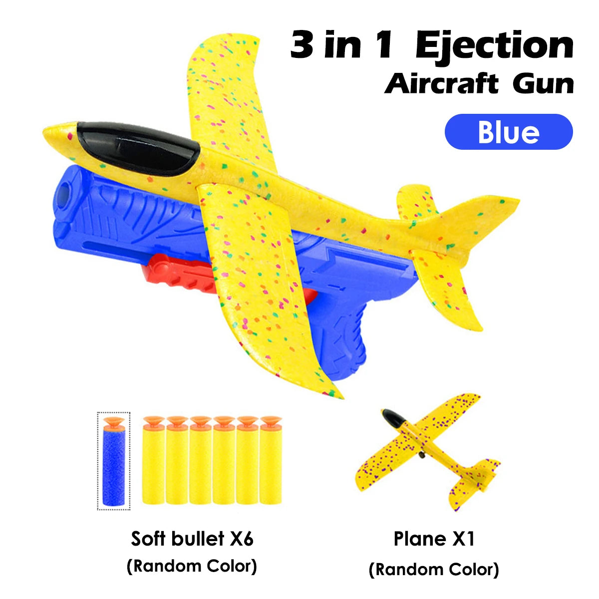 Kids Foam Aircraft 10M Launcher Catapult Glider Aircraft Gun Toy Children's Outdoor Game Soft Bullet Gun