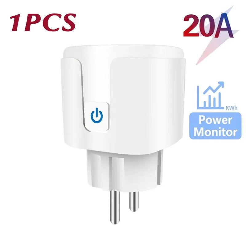 Tuya Wifi Smart Socket EU Plug 16/20A Power Monitor Remote Control SmartLife APP Works with Alexa Yandex Alice Google Assistant