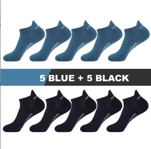 5/10/20 Pairs Men Solid Color Shallow Mouth Socks Spring Summer Mesh Breathable Odor Proof Sweat Absorbing Casual Boat Socks
