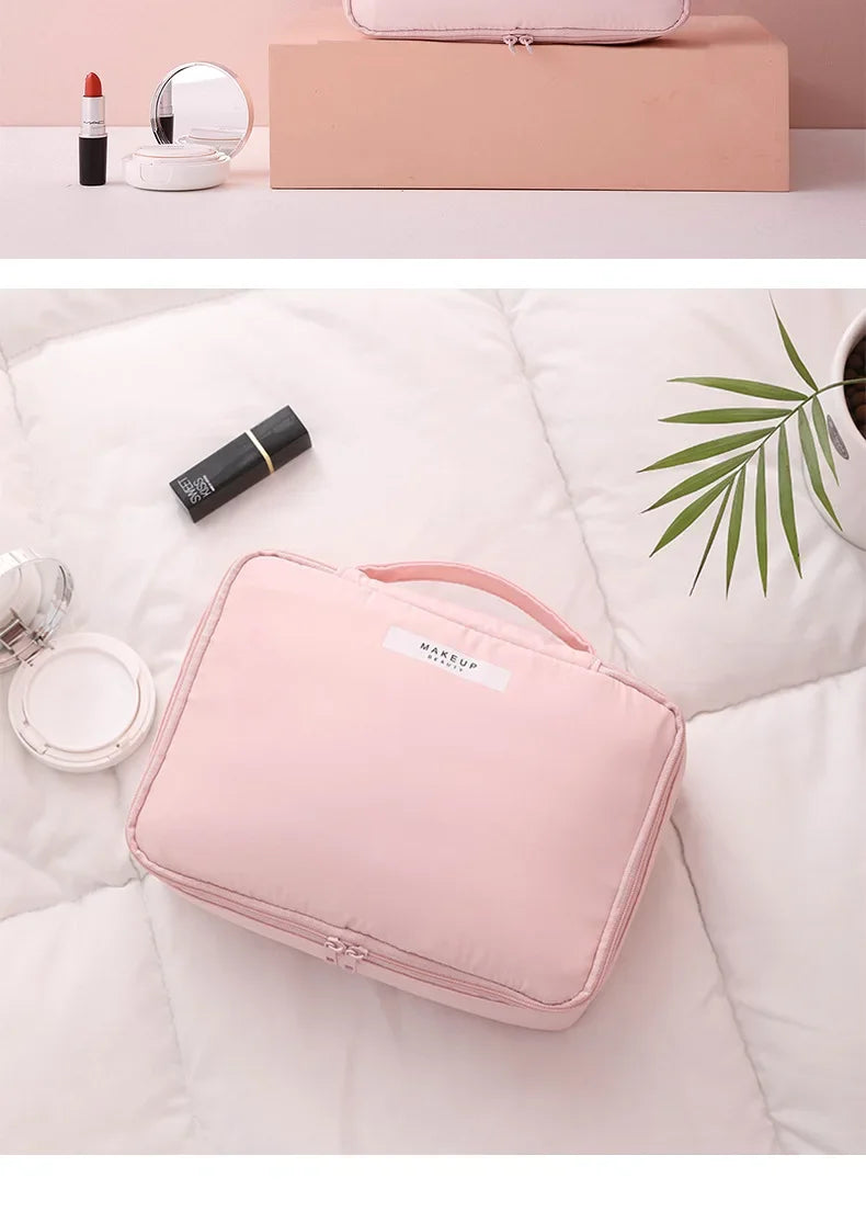 Damen tragbare Kosmetiktasche mit hohem Erscheinungsbild, große Reise-Waschtasche, dreidimensionale Make-up-Aufbewahrungstasche