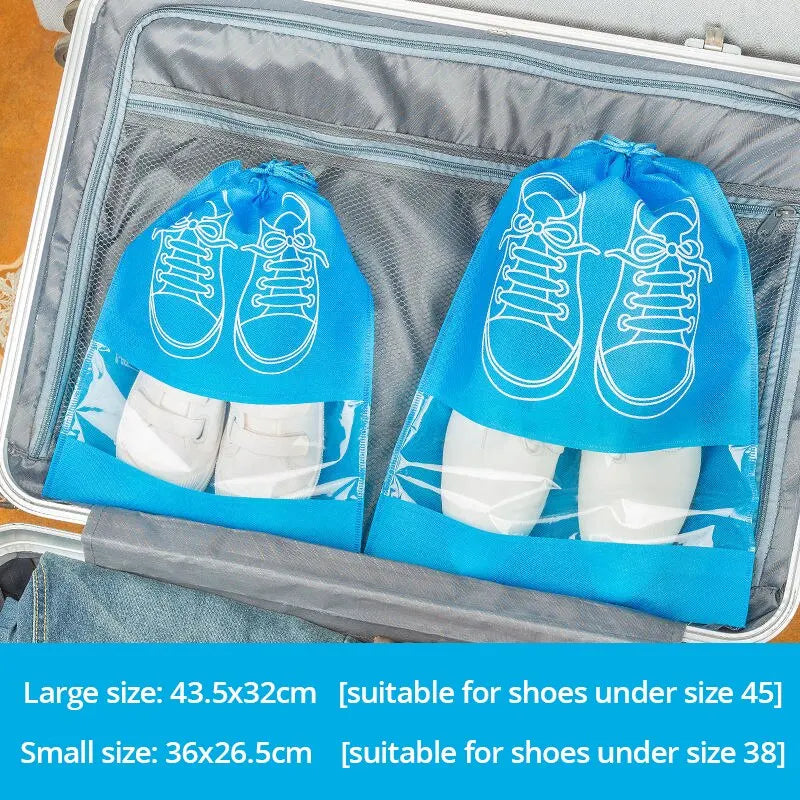 5er-Set Schuhaufbewahrungstasche mit verdicktem Vliesstoff, Kordelzugverschluss, großes Fassungsvermögen, wasserdichte Reisetasche, feuchtigkeitsbeständig