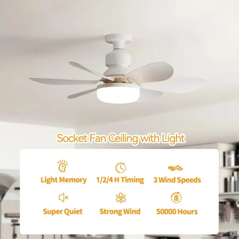 LED 30W Ceiling Fan Light E27 with Remote Control for Dimming Suitable for Living Room Study Household Use 85-265V 선풍기 - Shoppiline