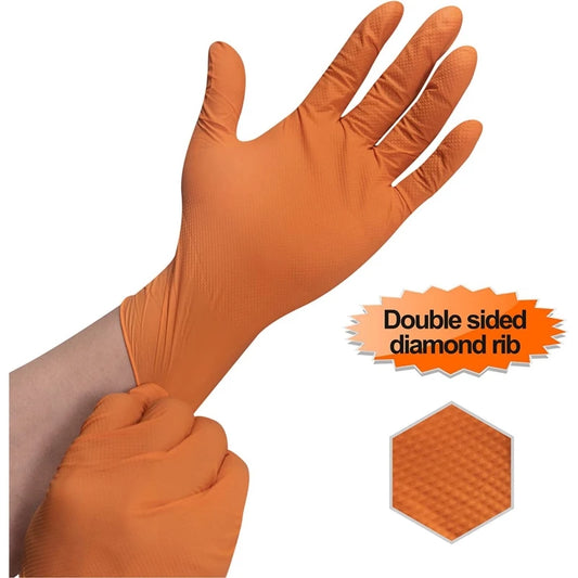 8mil Nitrile Gloves Thick 30/50PCS Industrial Disposable Gloves with Diamond Textured Latex Free Heavy Duty Mechanic Auto Gloves - Shoppiline