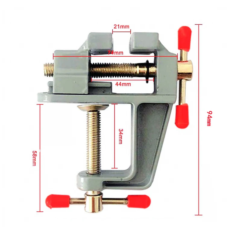 Small Jewelers Hobby Clamp On Table Flat Pliers Tool Mini Vice Bench Vise Muliti-Funcational 3.5" Aluminum Miniature