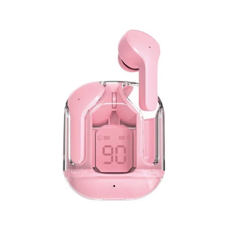 Transparent TWS Bluetooth Earphones Soft Silicone In-ear Design Wireless Sports Gaming Earbuds HiFi Stereo Audio LED Display