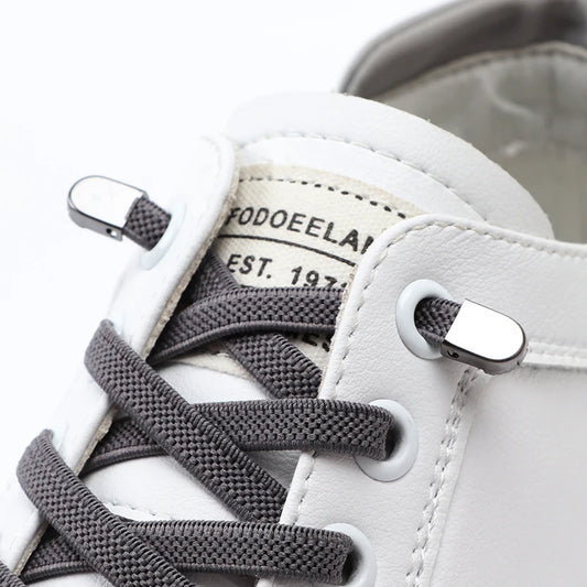 1Pair No Tie Shoelaces Metal Buckles Elastic for Sneakers One Size Fits All Adult Kids Quick Laces Lazy Sport Rubber Shoestrings