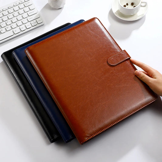 1Pc Texture PU Leather Multi-Functional Folder A4 Clip Pen Holder Card Slots - Business Office Meeting Organizer for Bank/Sales - Shoppiline