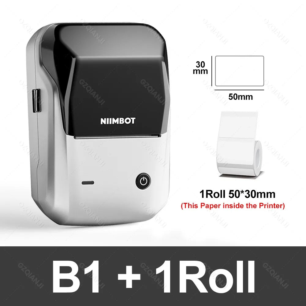 NIIMBOT B1 Portable Thermal Printer With Tapes 2 Inch Adhesive Label Machine Mini Bluetooth Sticker Maker Waterproof Labels Roll - Shoppiline