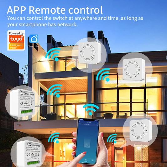 Tuya 16A MINI Wifi Smart Switch DIY 2-way Control Relay Timer For Smart Life Work With Alexa Google Home Yandex Alice
