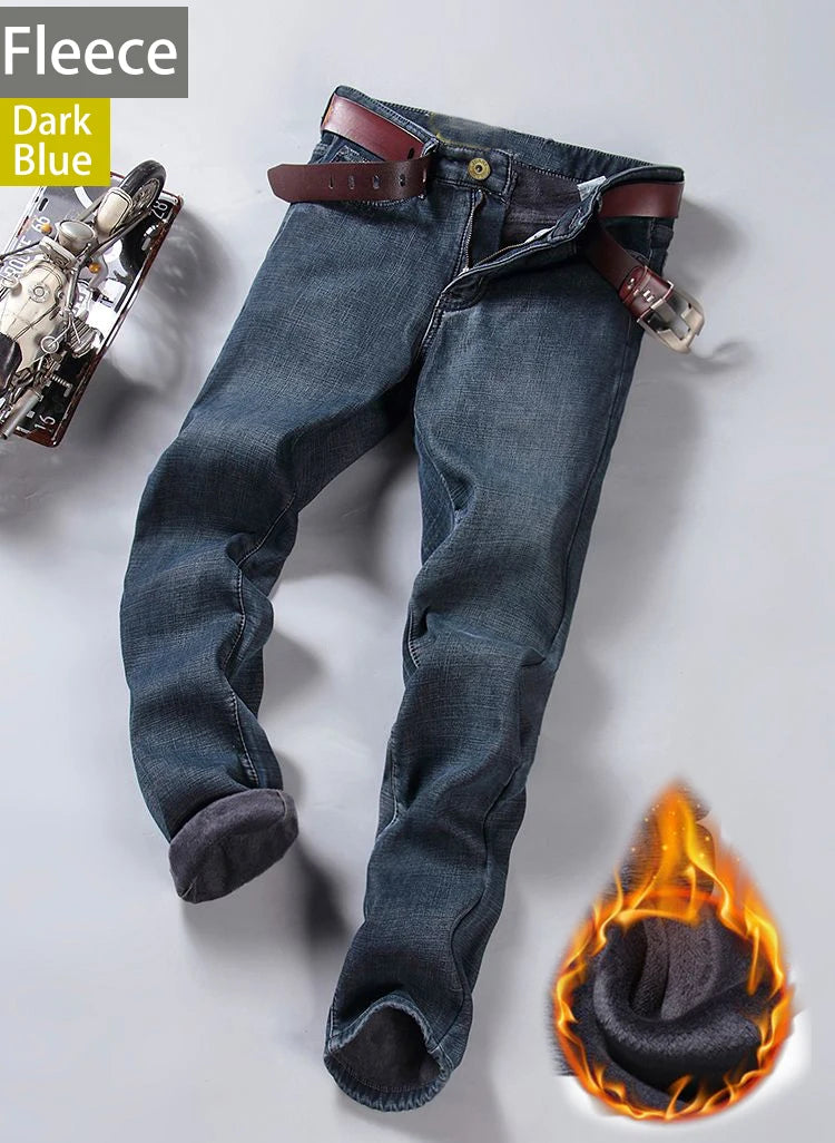 2026 New Business Men's Jeans Casual Straight Stretch Fashion Classic Blue Black Work Denim Pant Trousers Male Clothing