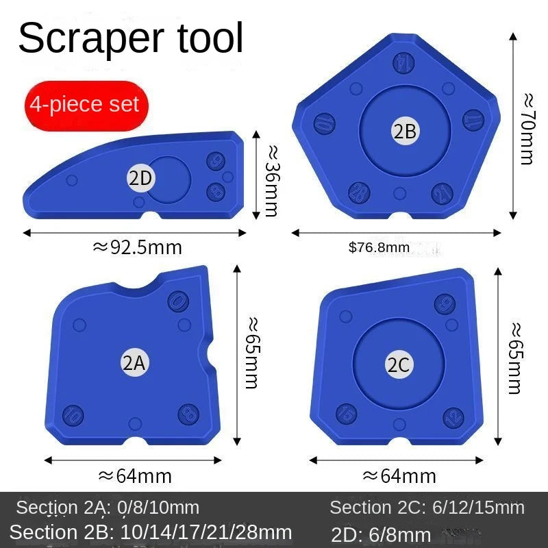 4-Piece Silicone Caulking Tool Set - Versatile, Easy Clean-up, & Professional Sealant Spreading