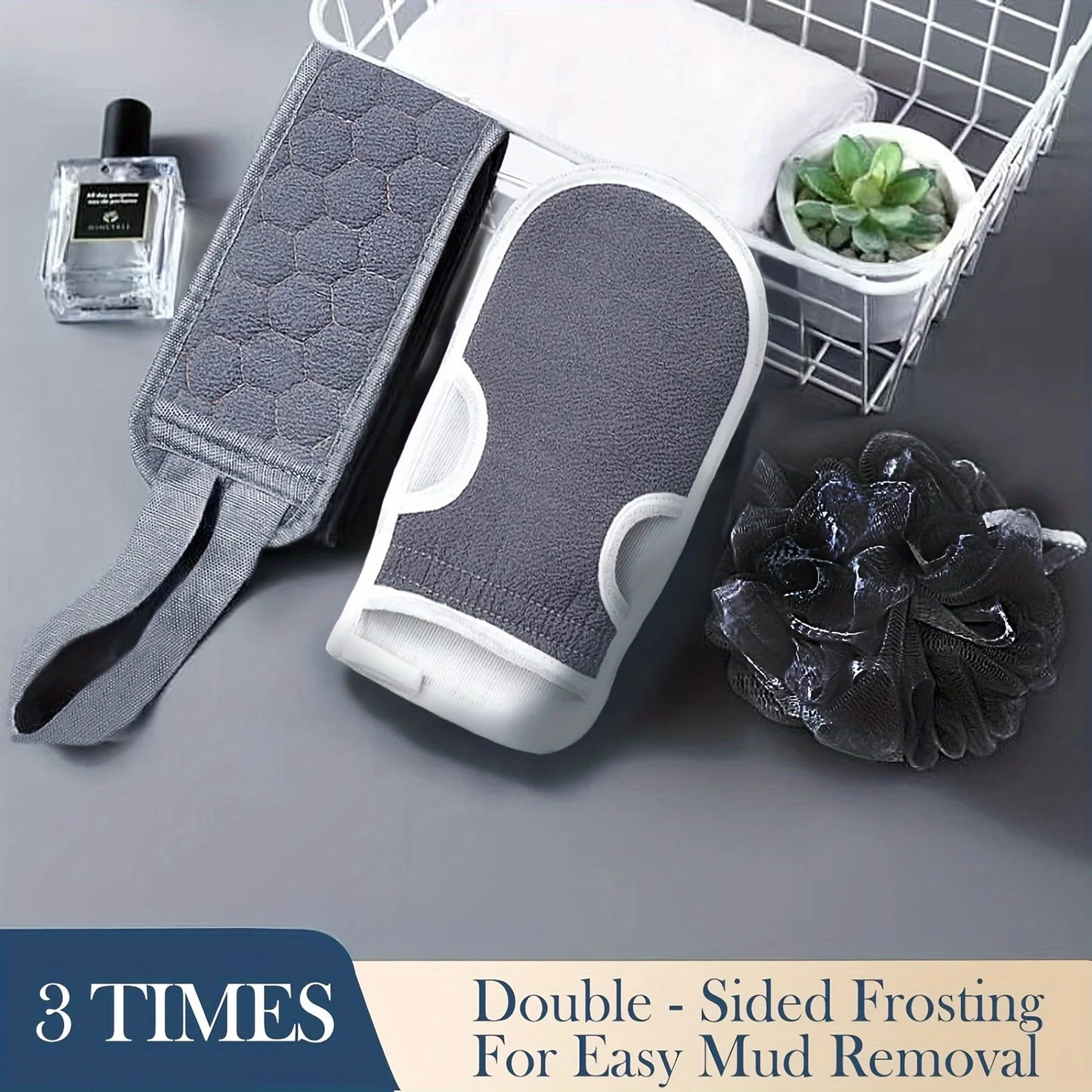 Exfoliating Body Scrubber Set - Includes Back Scrubber, Bath Glove And Shower Bath Sponge Loofah - Deep Clean And Vitalize